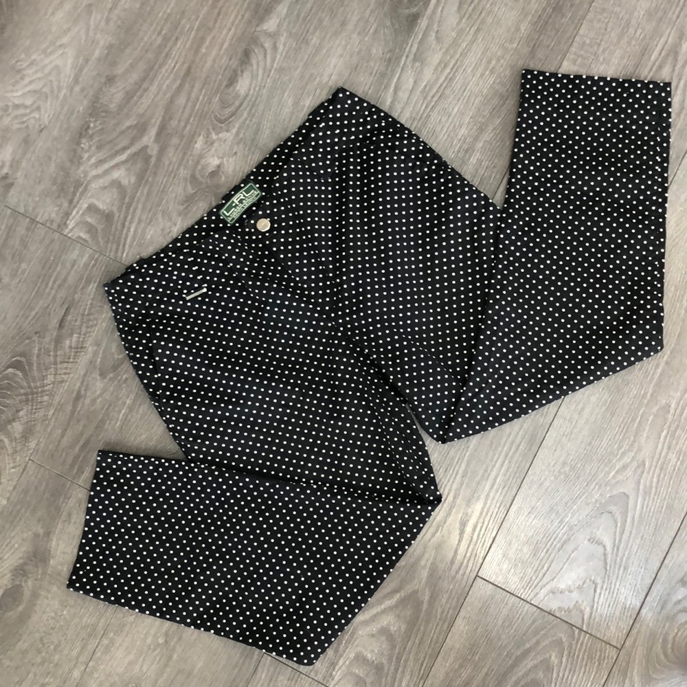 RALPH LAUREN Straight LEG Ankle White BLACK Size 10 PANTS